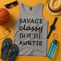 Savage Classy Bougie Auntie Funny Aunt Tank Top thumb 4