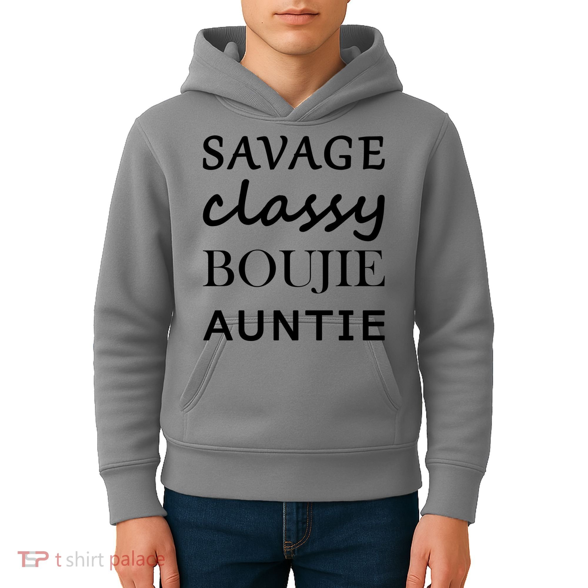 Savage Classy Bougie Auntie Funny Aunt Kids Hoodie