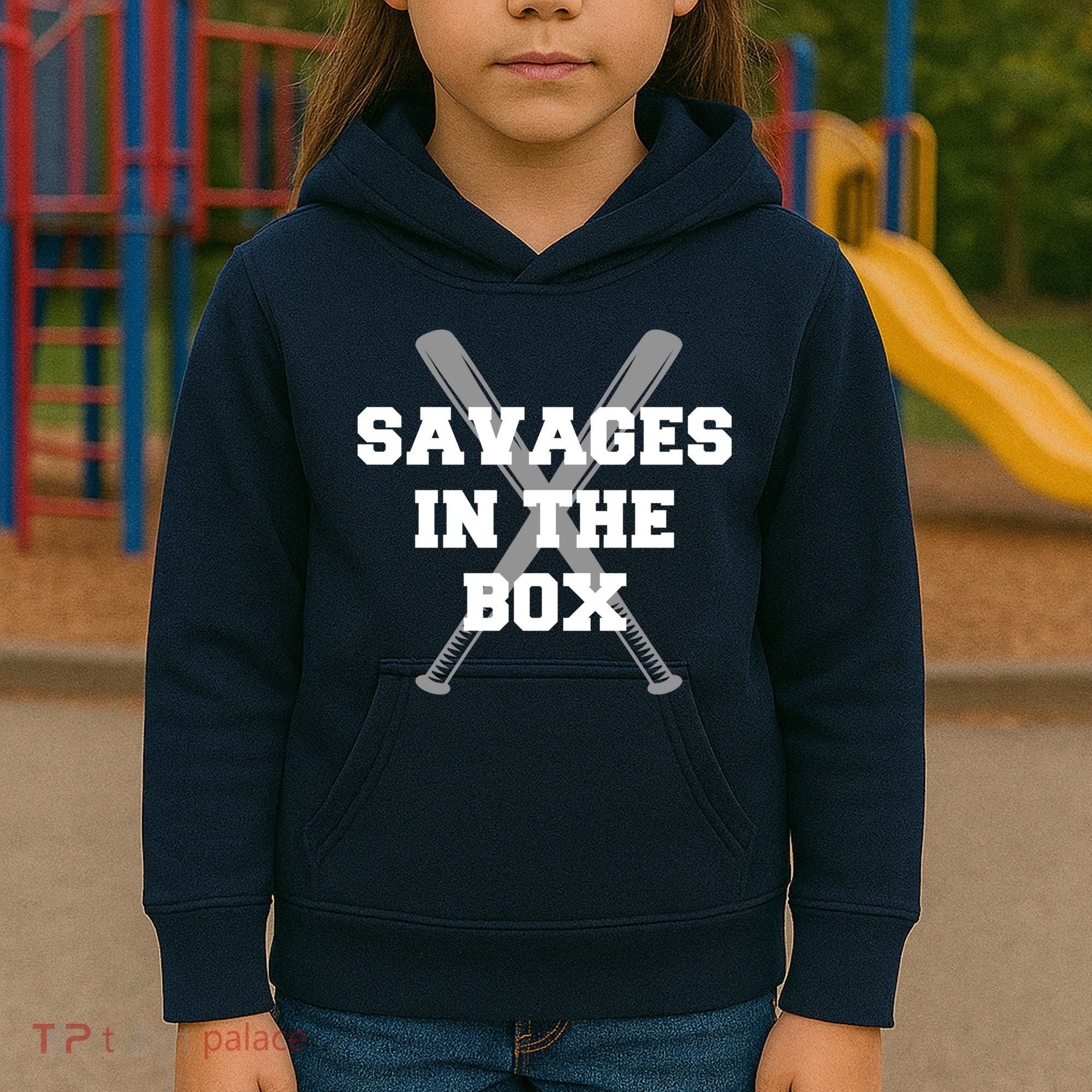 Savages In The Box Baseball Bats Kids Hoodie