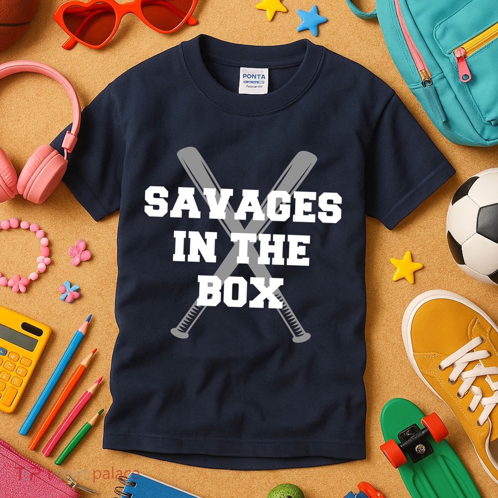 Savages In The Box Baseball Bats Kids T-Shirt