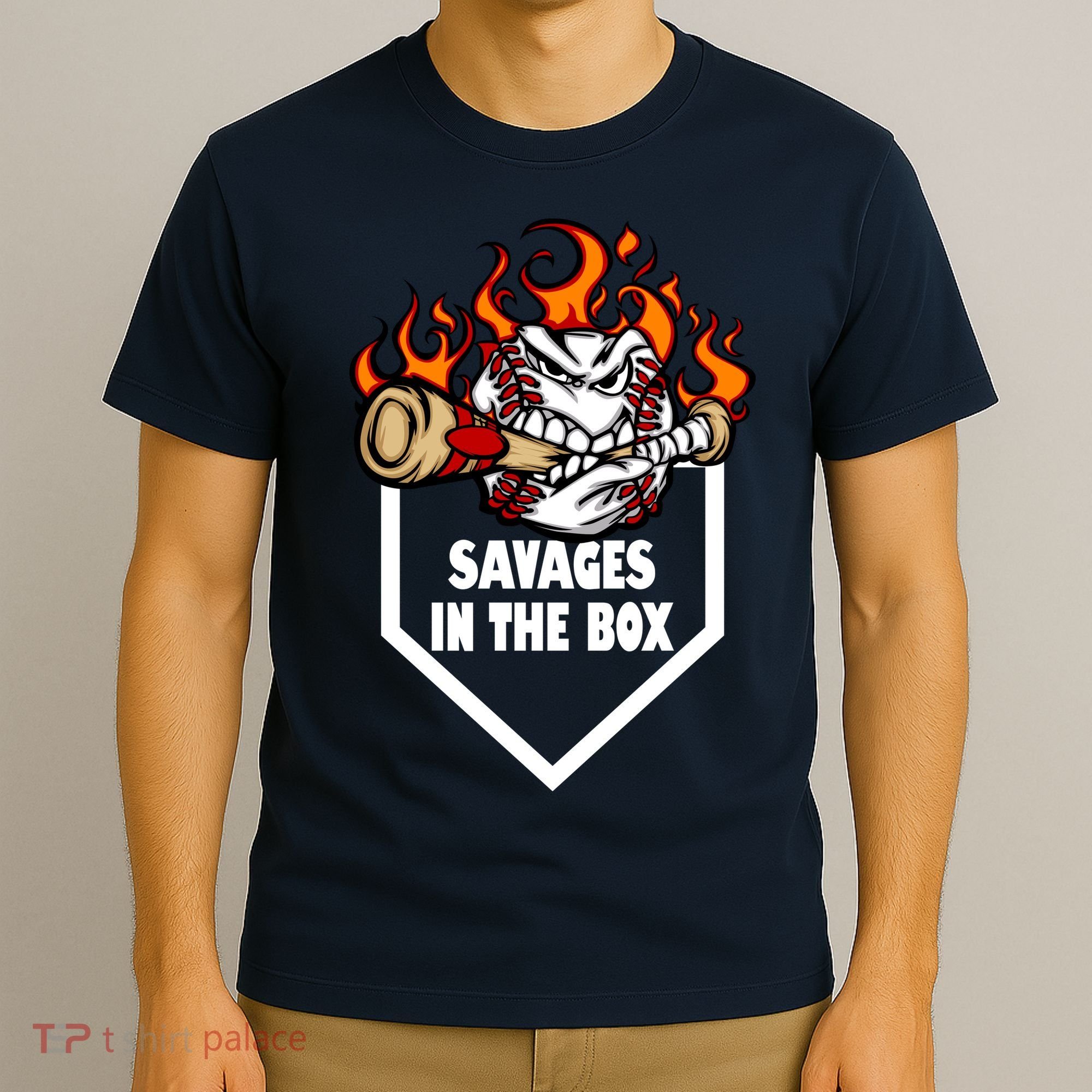Savages In The Box Baseball Graphic T-Shirt