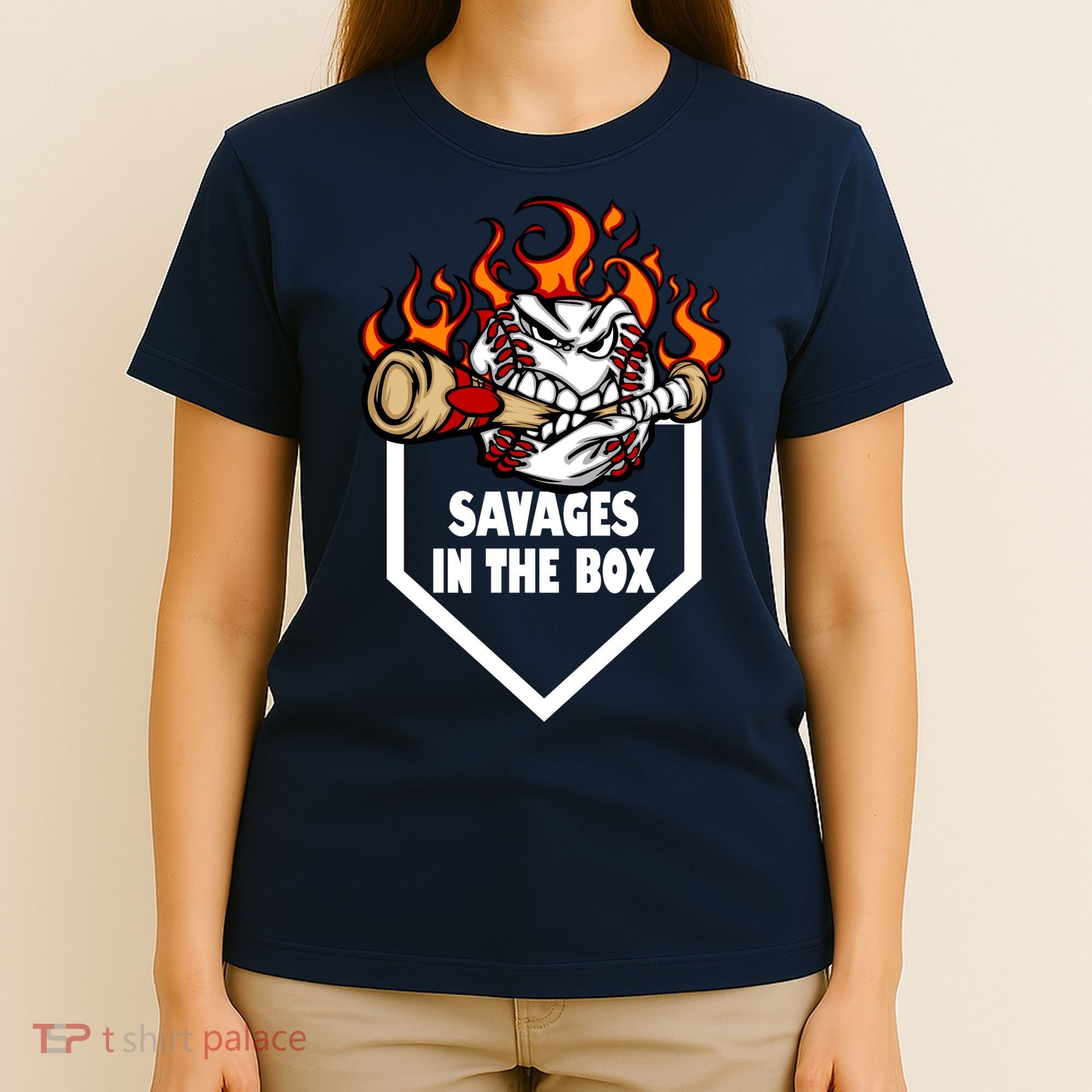 Savages In The Box Baseball Graphic T-Shirt