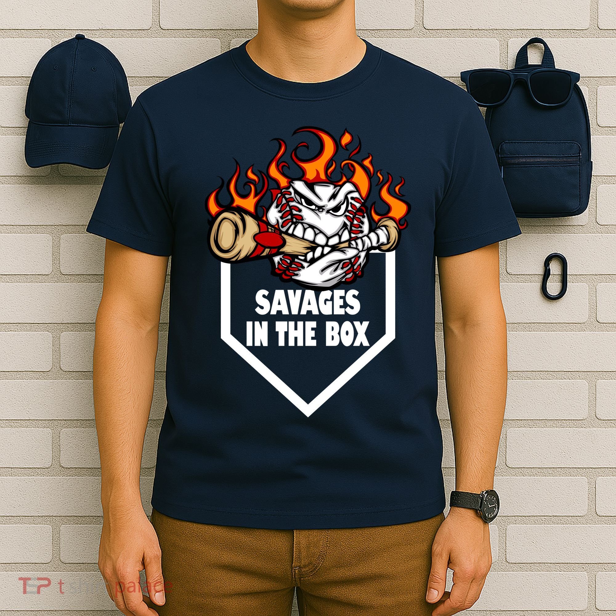 Savages In The Box Baseball Graphic T-Shirt