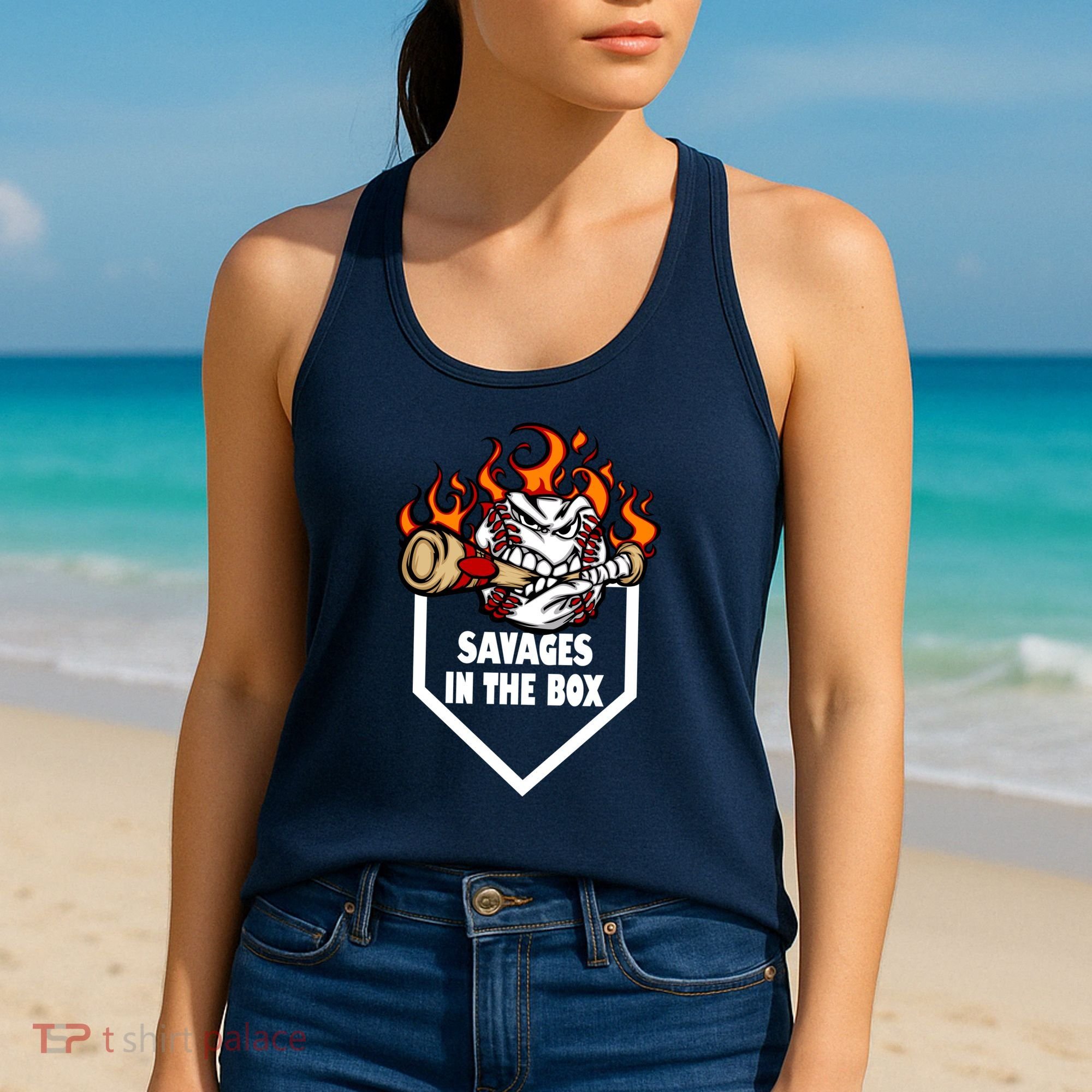 Savages In The Box Baseball Graphic Women's Tank Top
