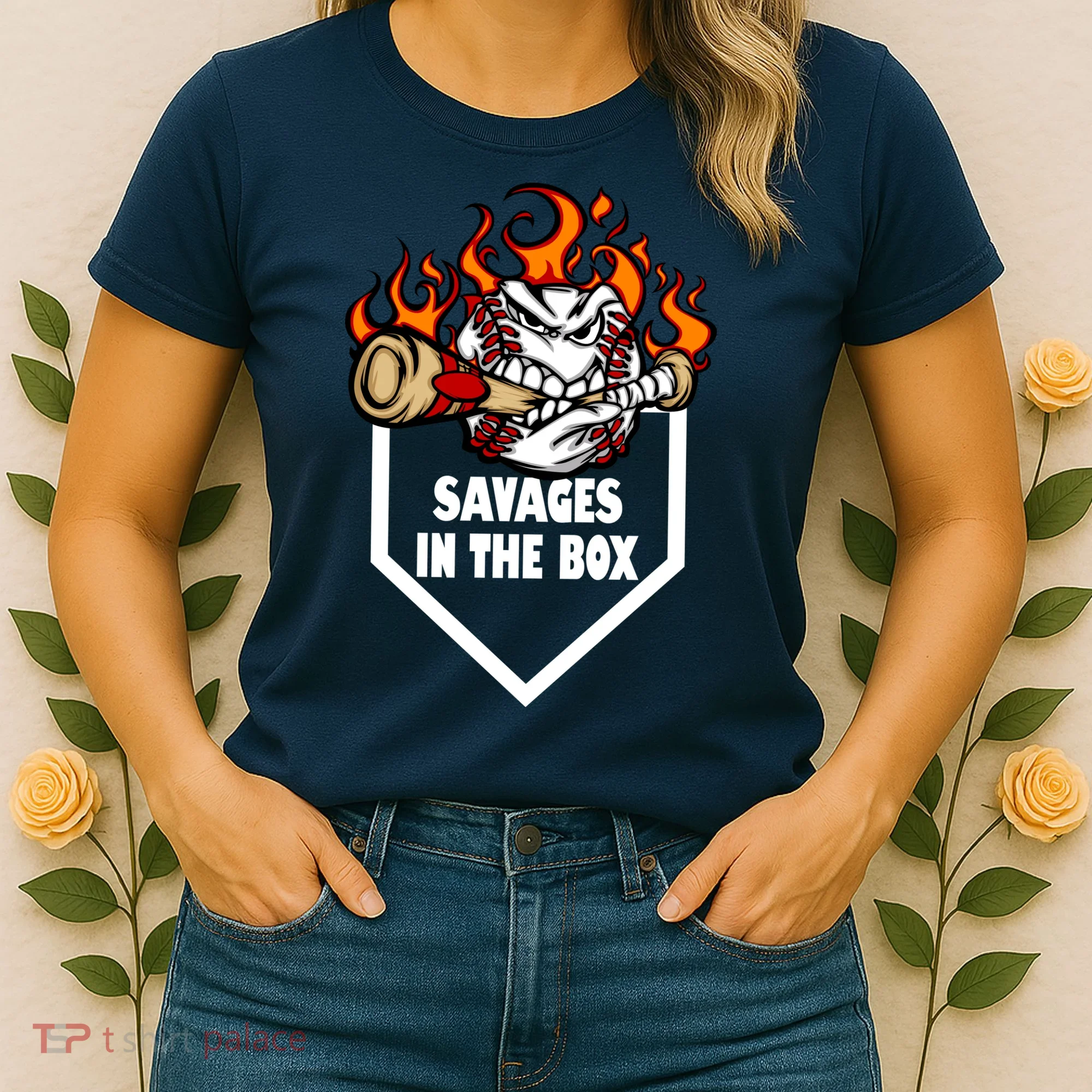 Savages In The Box Baseball Graphic Women's T-Shirt