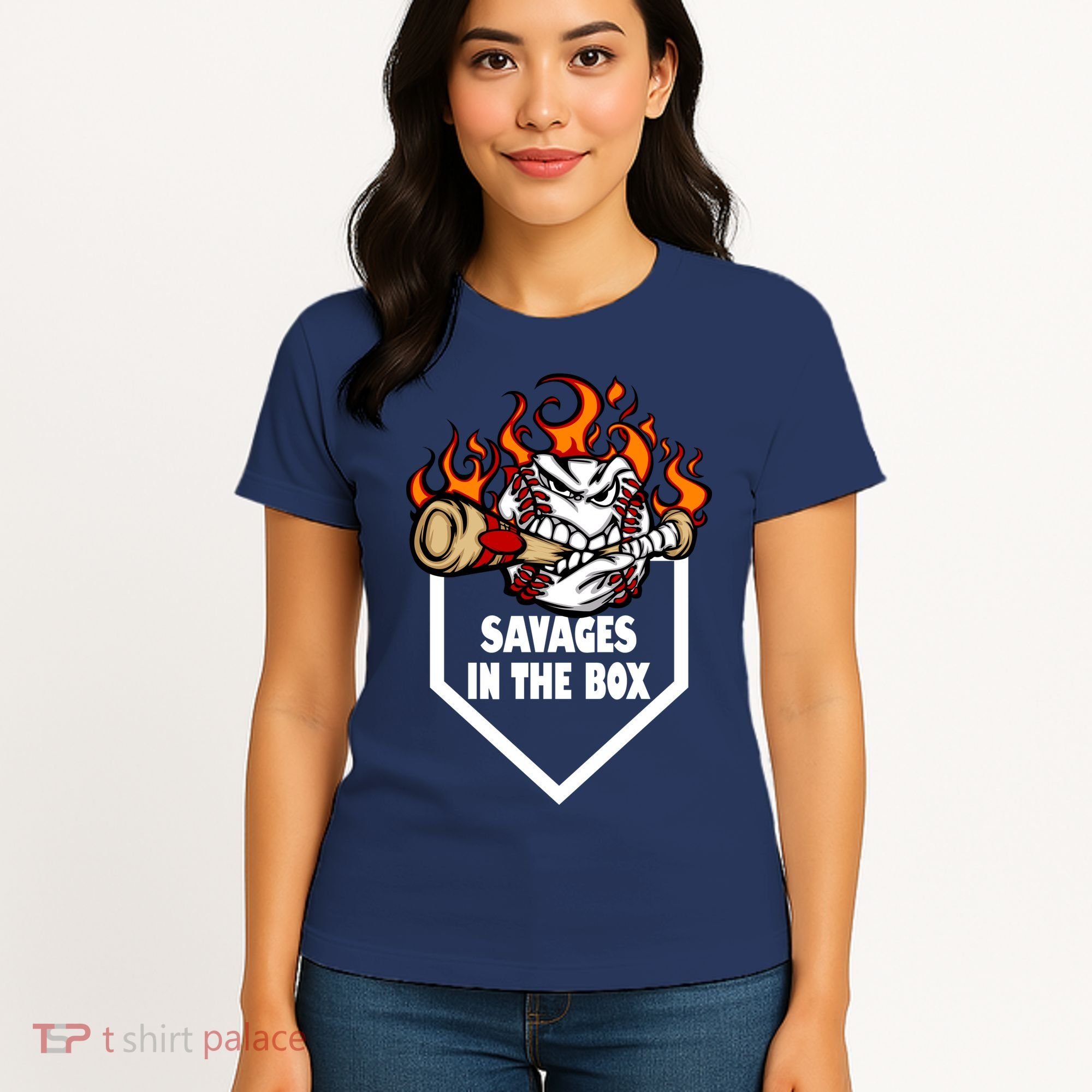 Savages In The Box Baseball Graphic Women's T-Shirt