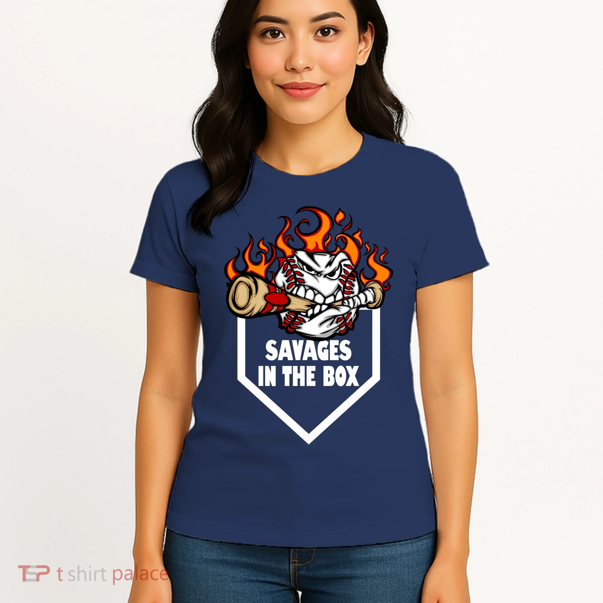 Savages In The Box Baseball Graphic Women's T-Shirt