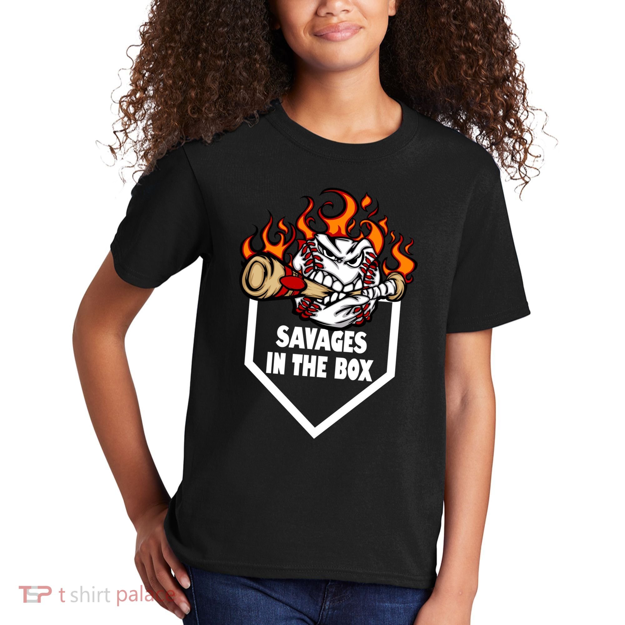 Savages In The Box Baseball Graphic Kids T-Shirt