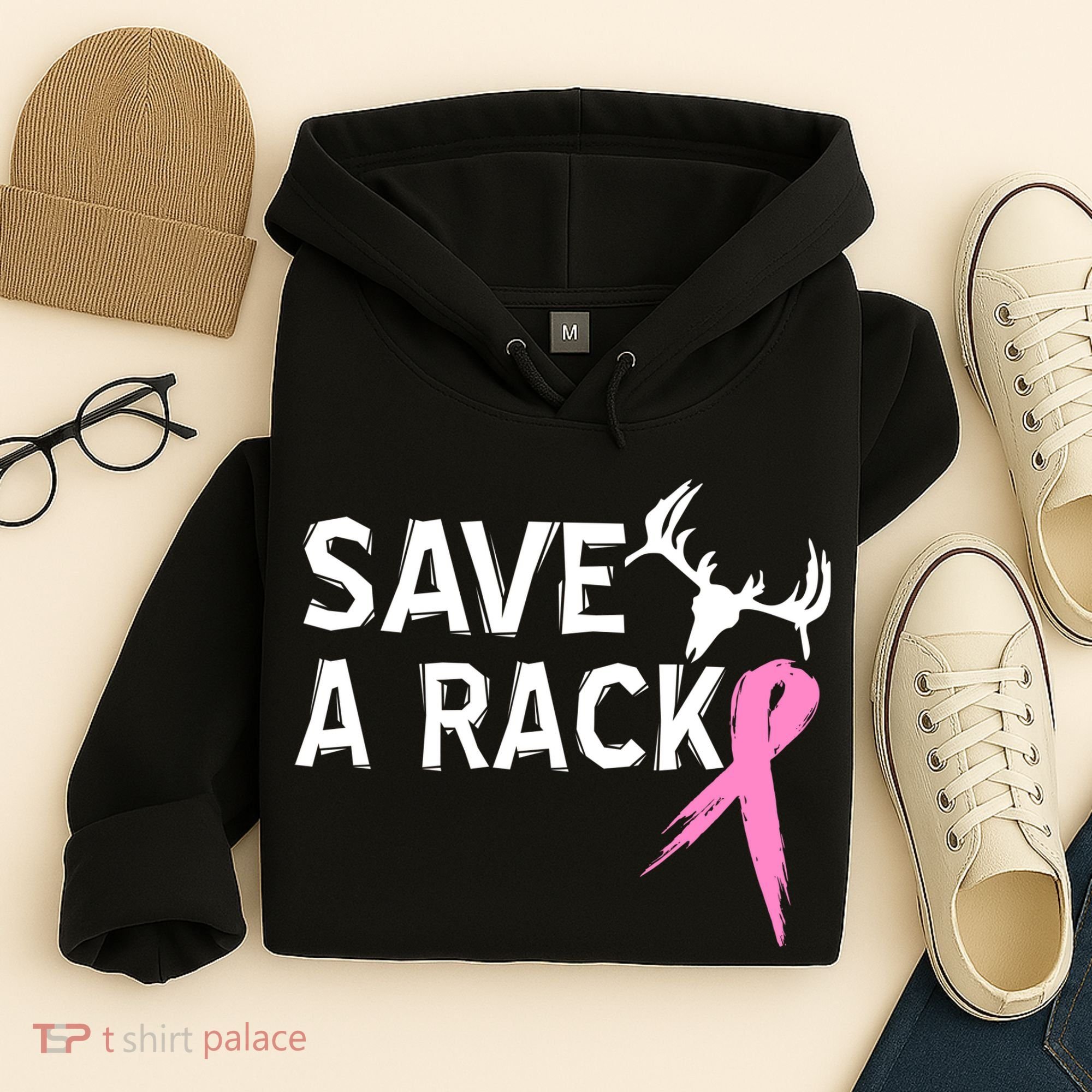 Save A Rack Breast Cancer Ribbon Hoodie