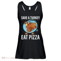 Save A Turkey Eat A Pizza Ladies Essential Flowy Tank thumb 0