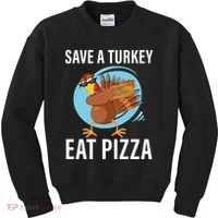 Save A Turkey Eat A Pizza Kids Sweatshirt thumb 0