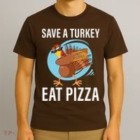 Save A Turkey Eat A Pizza T-Shirt thumb 3