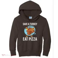 Save A Turkey Eat A Pizza Kids Hoodie thumb 0