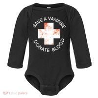 Save A Vampire Donate Blood Baby Long Sleeve Bodysuit thumb 0