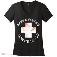 Save A Vampire Donate Blood Women's V-Neck T-Shirt thumb 0