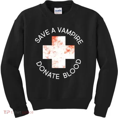 Save A Vampire Donate Blood Kids Sweatshirt