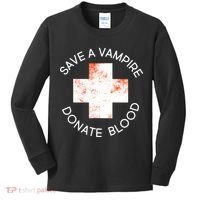 Save A Vampire Donate Blood Kids Long Sleeve Shirt thumb 0