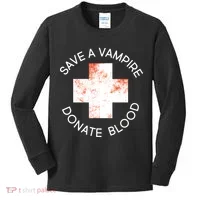 Save A Vampire Donate Blood Kids Long Sleeve Shirt thumb 0