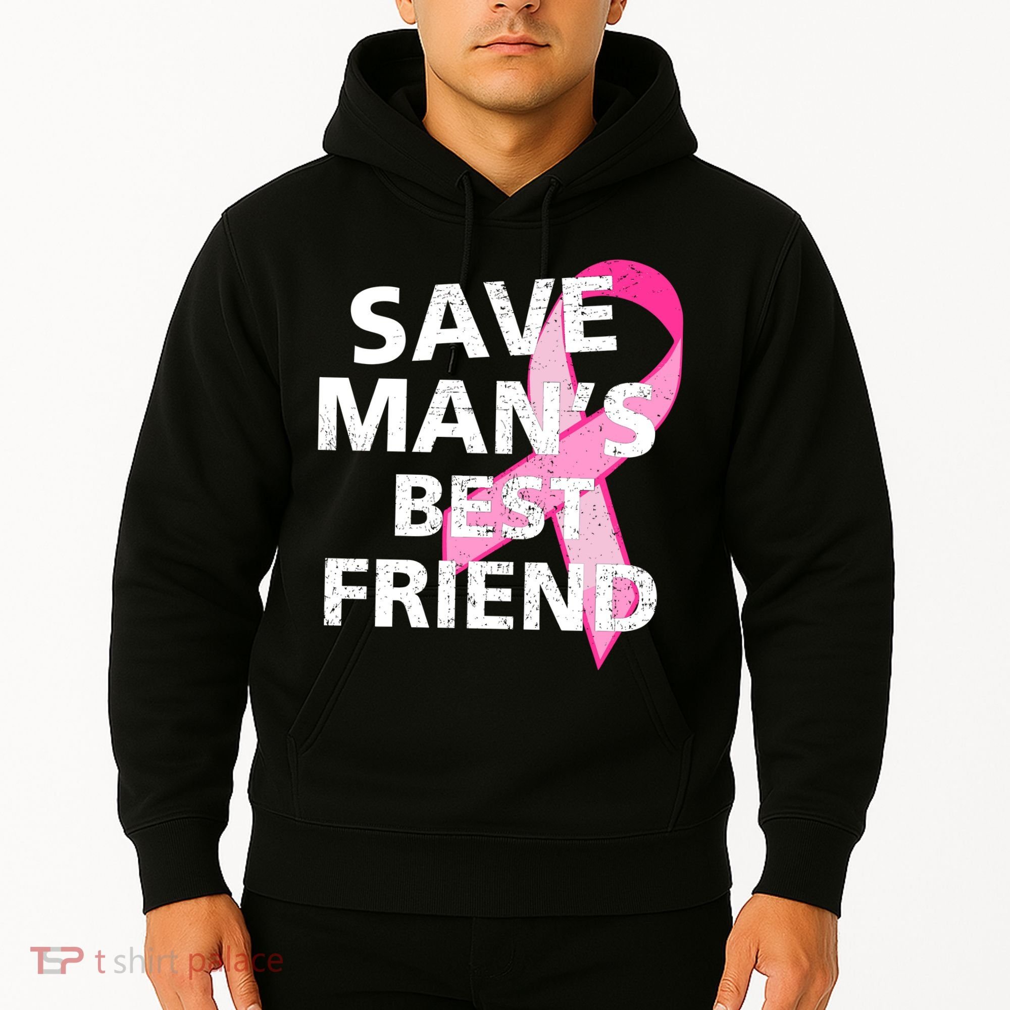 Save Man's Best Friend Breast Cancer Ribbon Hoodie