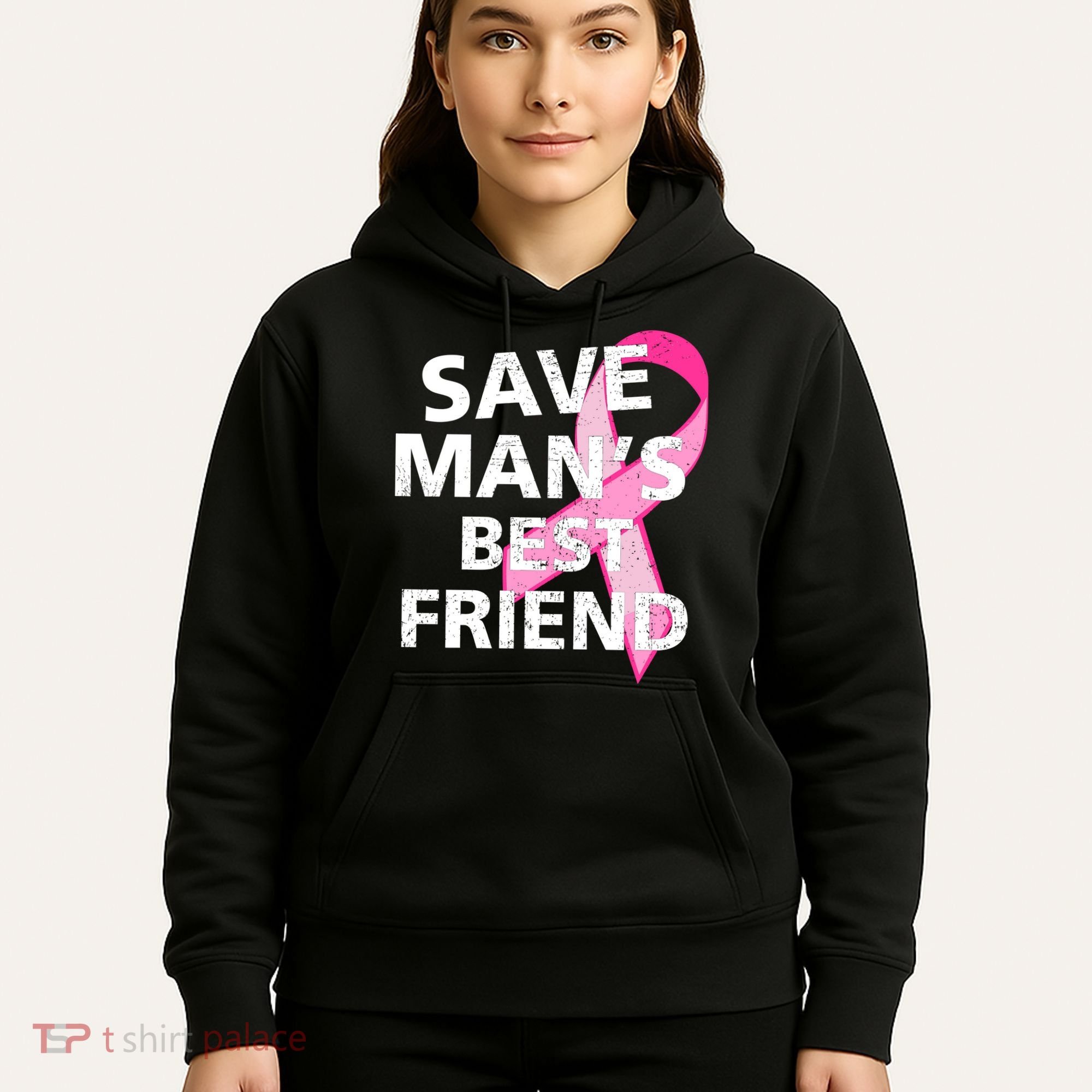 Save Man's Best Friend Breast Cancer Ribbon Hoodie