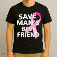 Save Man's Best Friend Breast Cancer Ribbon T-Shirt thumb 3
