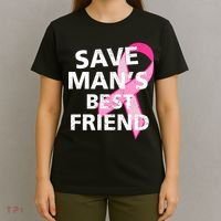 Save Man's Best Friend Breast Cancer Ribbon T-Shirt thumb 4