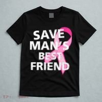 Save Man's Best Friend Breast Cancer Ribbon T-Shirt thumb 5
