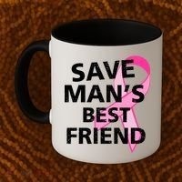Save Man's Best Friend Breast Cancer Ribbon Coffee Mug thumb 2