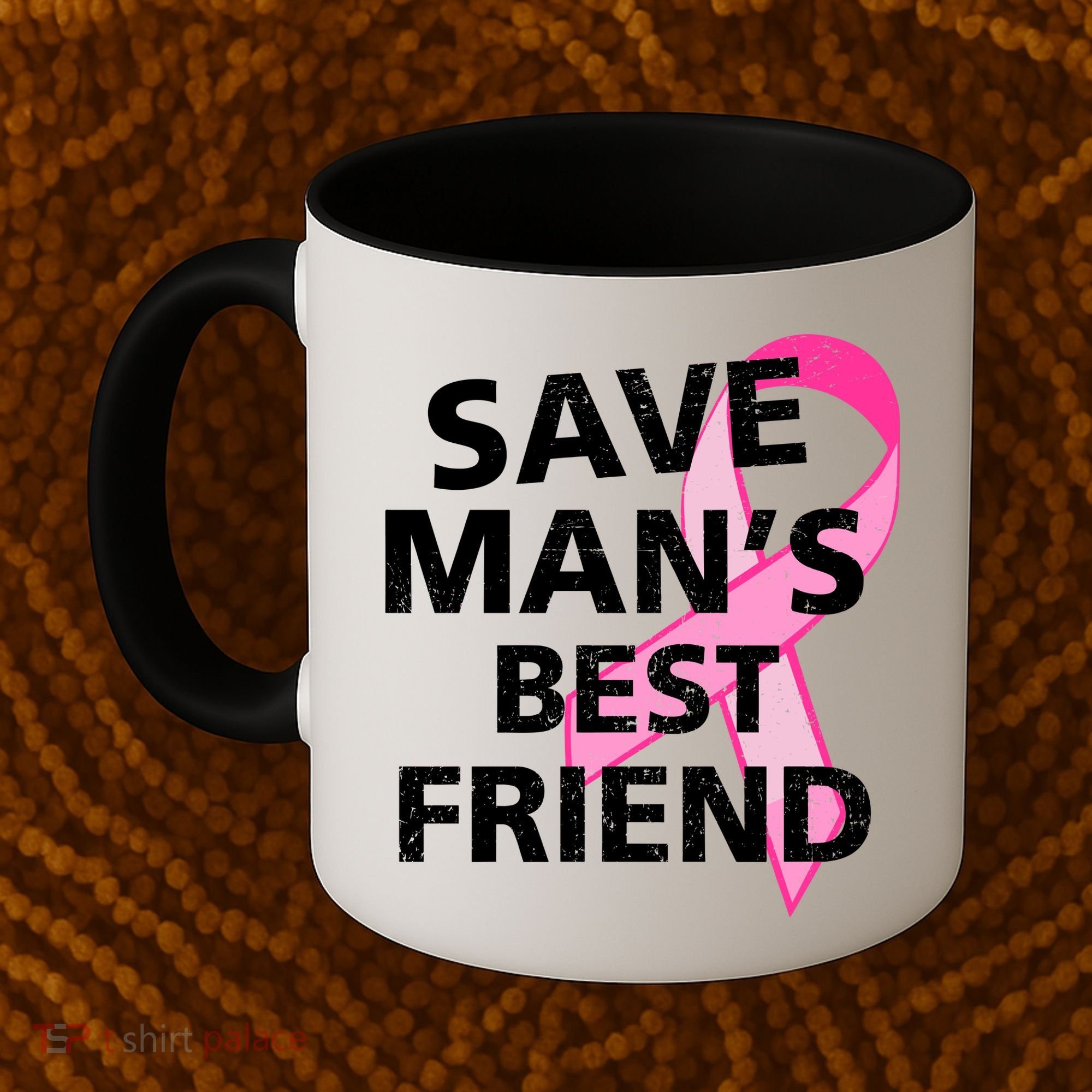 Save Man's Best Friend Breast Cancer Ribbon Coffee Mug