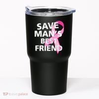 Save Man's Best Friend Breast Cancer Ribbon Tumbler thumb 0