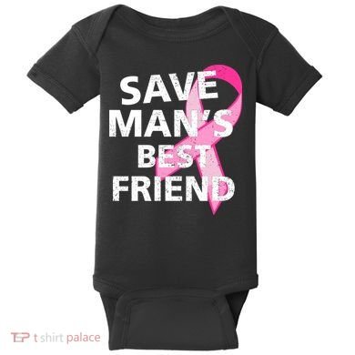 Save Man's Best Friend Breast Cancer Ribbon Baby Bodysuit