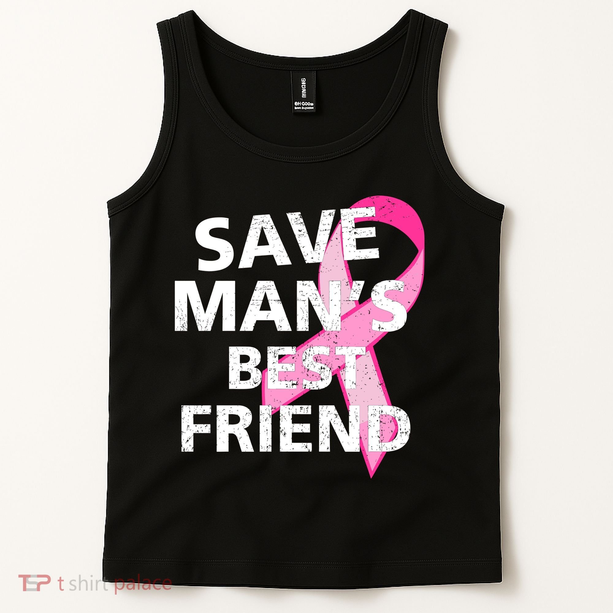 Save Man's Best Friend Breast Cancer Ribbon Tank Top