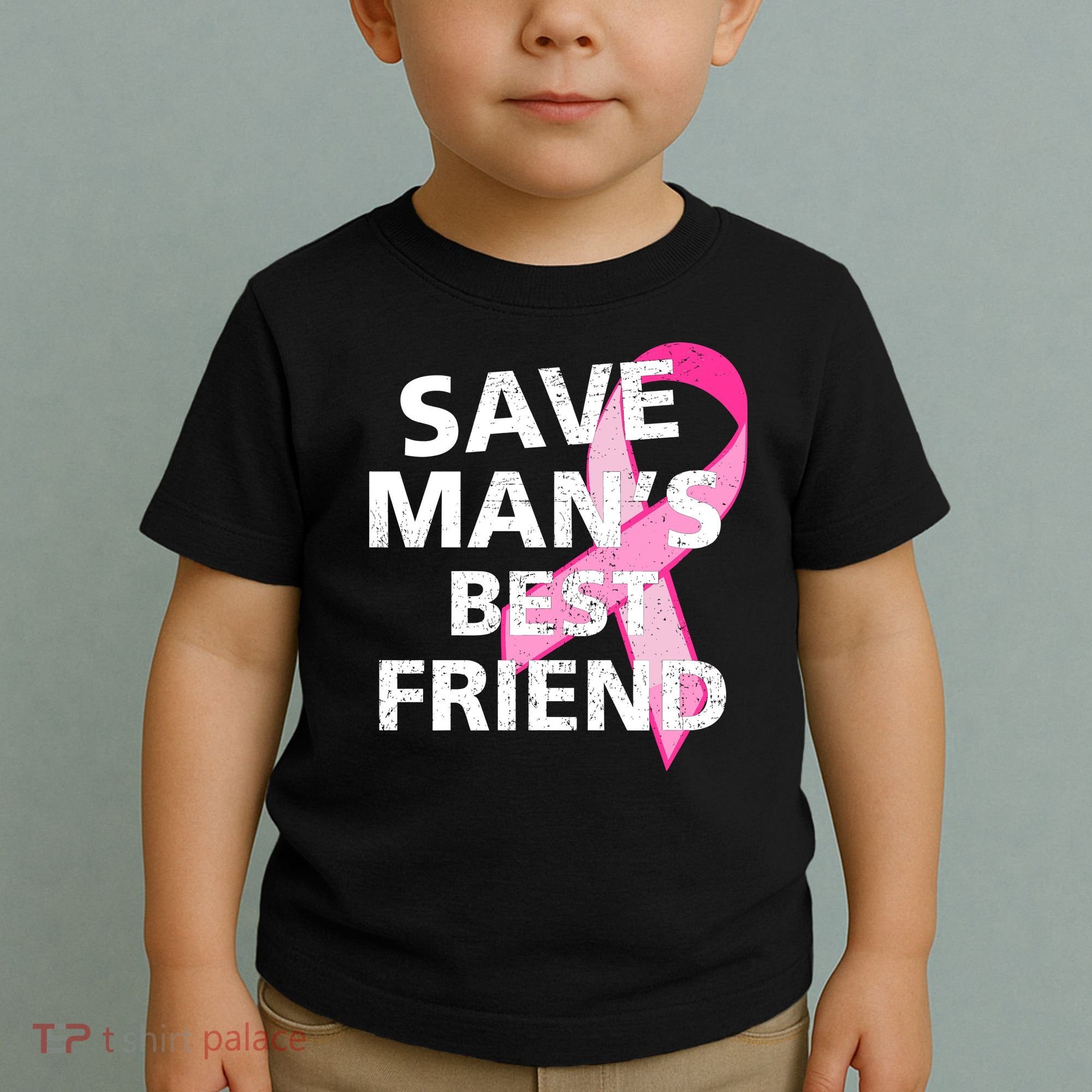 Save Man's Best Friend Breast Cancer Ribbon Toddler T-Shirt