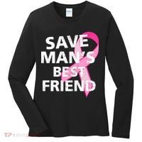 Save Man's Best Friend Breast Cancer Ribbon Women's Long Sleeve Shirt thumb 0