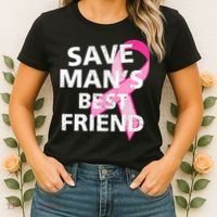 Save Man's Best Friend Breast Cancer Ribbon Women's T-Shirt thumb 2