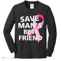 Save Man's Best Friend Breast Cancer Ribbon Kids Long Sleeve Shirt thumb 0