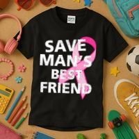 Save Man's Best Friend Breast Cancer Ribbon Kids T-Shirt thumb 3