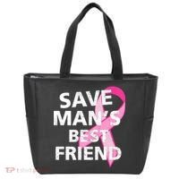 Save Man's Best Friend Breast Cancer Ribbon Tote Bag thumb 0