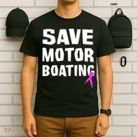Save Motor Boating Breast Cancer T-Shirt thumb 6