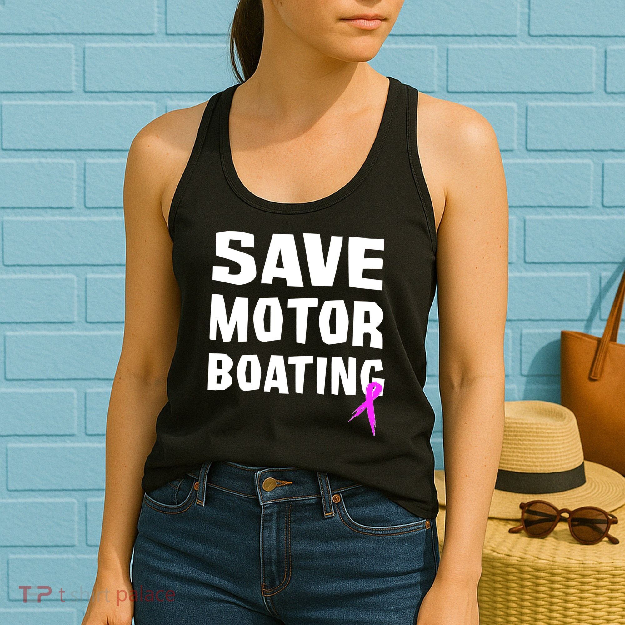 Save Motor Boating Breast Cancer Women's Tank Top