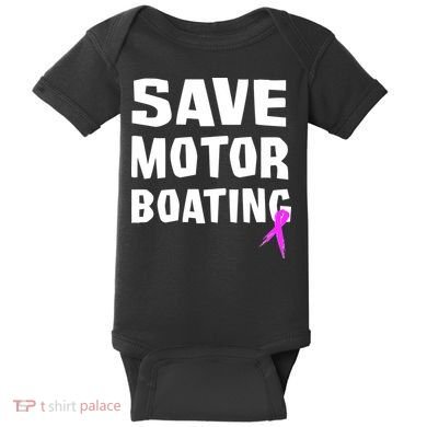 Save Motor Boating Breast Cancer Baby Bodysuit