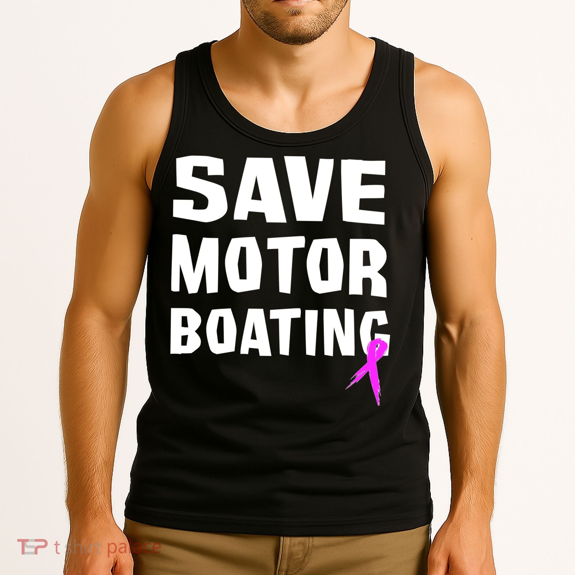 Save Motor Boating Breast Cancer Tank Top