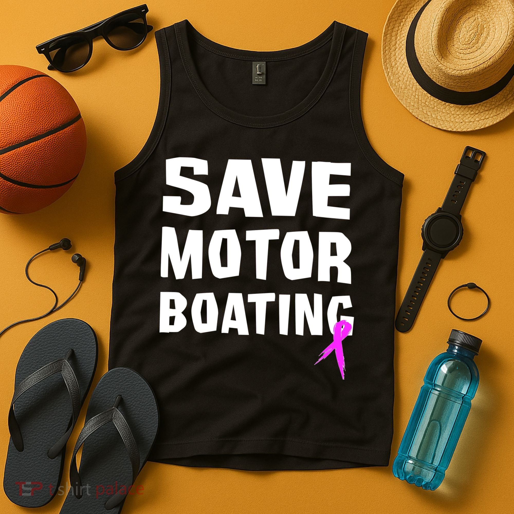 Save Motor Boating Breast Cancer Tank Top