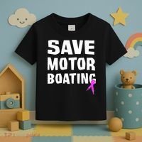 Save Motor Boating Breast Cancer Toddler T-Shirt thumb 3