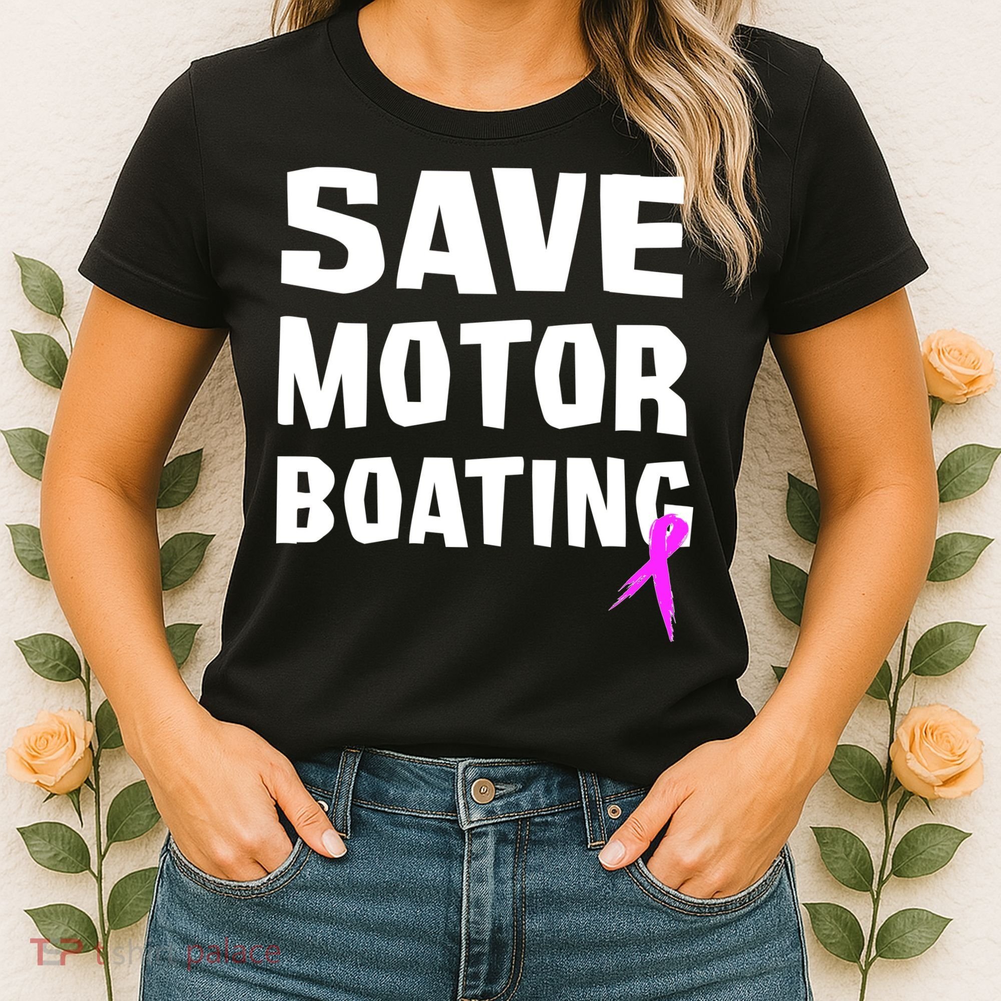 Save Motor Boating Breast Cancer Women's T-Shirt