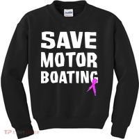 Save Motor Boating Breast Cancer Kids Sweatshirt thumb 0