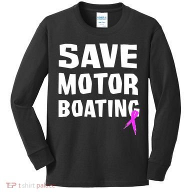 Save Motor Boating Breast Cancer Kids Long Sleeve Shirt