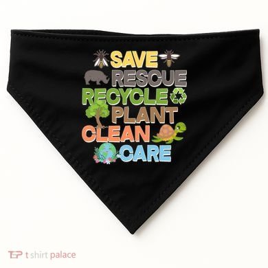 Save Rescue Recycle Plant Clean Care Earth Day USA-Made Doggie Bandana