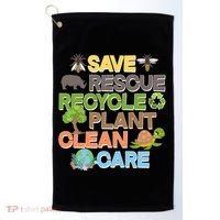 Save Rescue Recycle Plant Clean Care Earth Day Golf Towel thumb 0