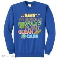 Save Rescue Recycle Plant Clean Care Earth Day Sweatshirt thumb 0